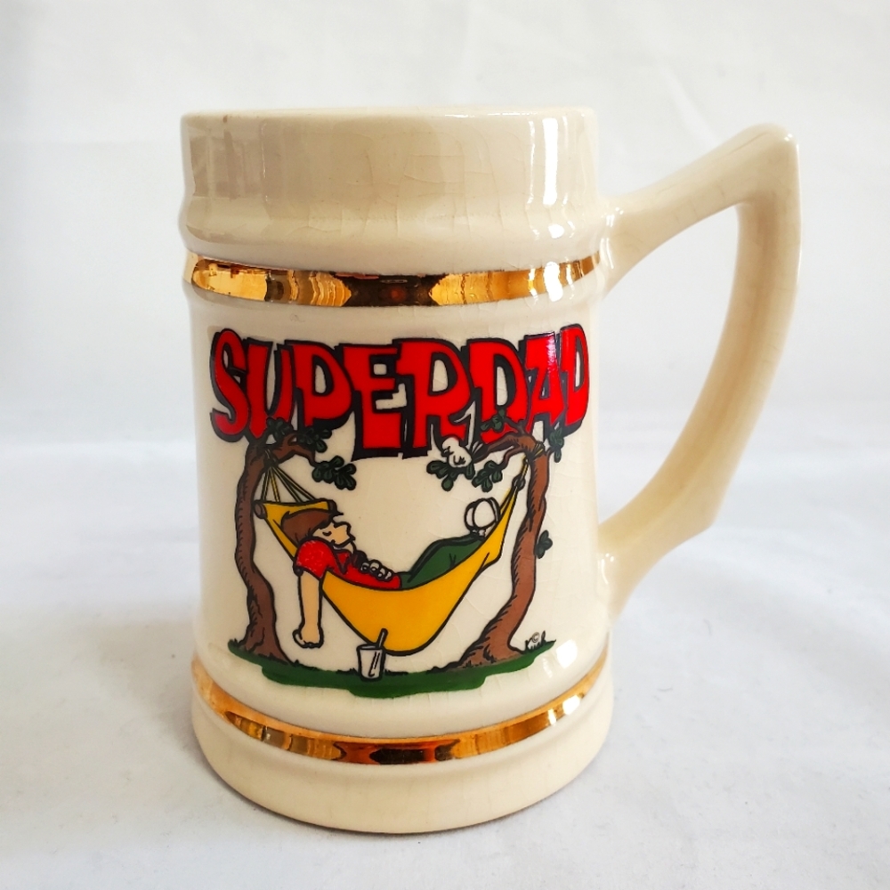 Vintage Super Dad Beer Stein Coffee Mug